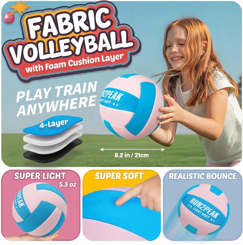 RUN2PEAK Super Soft Light Volleyball - Safe and Quiet Fabric Volleyball Ball for Indoor Play - Official Size 5 Kids Youth Beginners Lightweight Volleyballs Trainer for House Yard Training Practice - Image 4